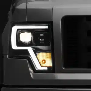 Raxiom Projector Headlights with LED Accent; Black Housing; Clear Lens (09-14 F-150 w/ Factory Halogen Headlights)